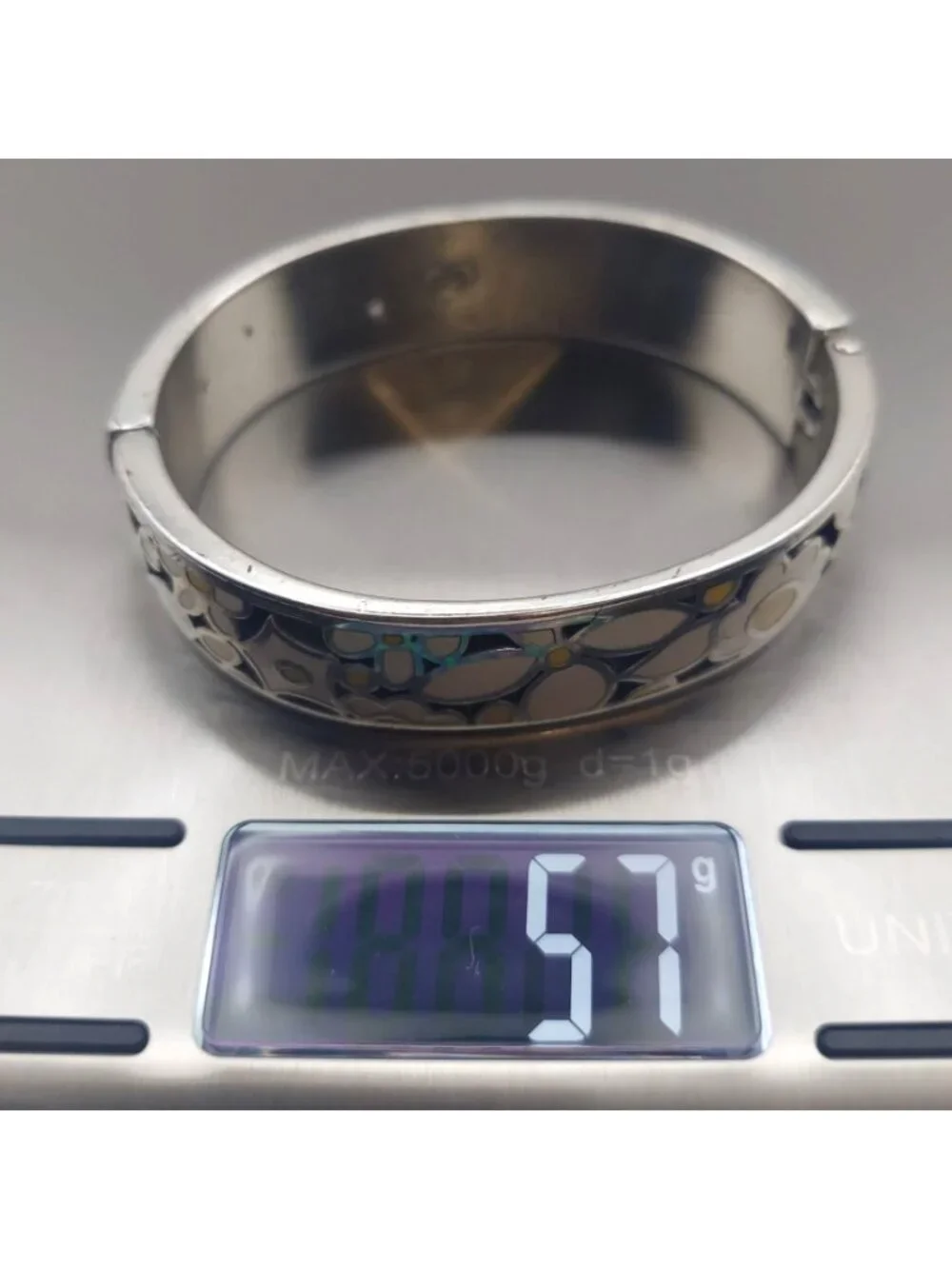 Brighton Upsy Daisy Hinged Bangle Bracelet Silver Plated Floral Enamel Retired